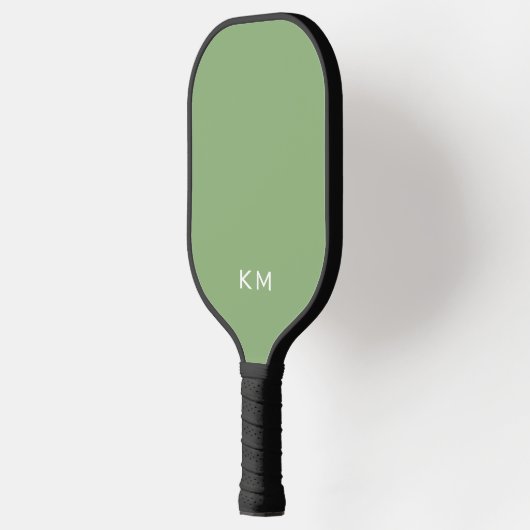 Moderne, minimalistische groene Initialen Pickleball Paddle (Links)