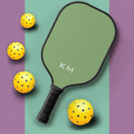 Moderne, minimalistische groene Initialen Pickleball Paddle