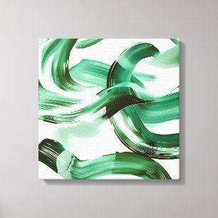 Moderne Minimalistische Groene Kwaststreken Abstra Canvas Afdruk