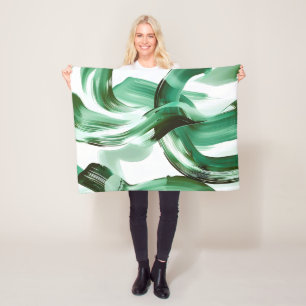 Moderne Minimalistische Groene Kwaststreken Abstra Fleece Deken