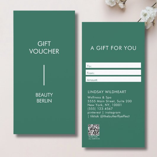 Moderne Minimalistische Groene QR Code Cadeaubon
