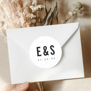Moderne minimalistische grote gedurfde monogram en ronde sticker
