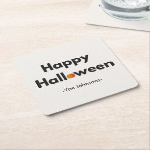 Moderne minimalistische Halloween – gepersonalisee Vierkante Kartonnen Onderzetter