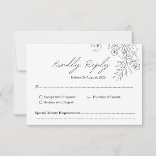 Moderne minimalistische handgeschreven bruiloften RSVP kaartje