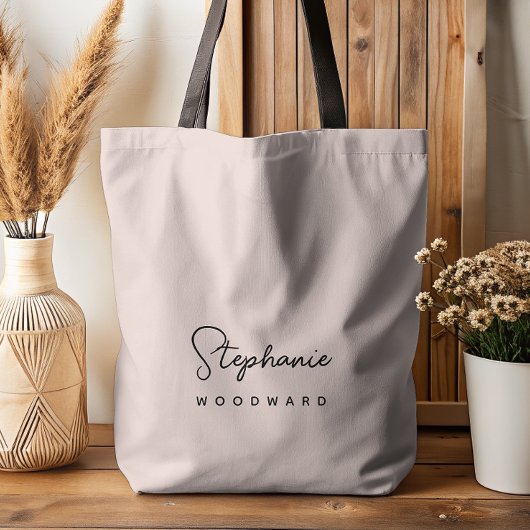 Moderne minimalistische handtekening Blush Pink Draagtas