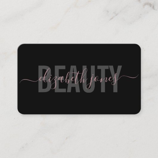 Moderne minimalistische handtekening zwart en Roos Visitekaartje (Voorkant)