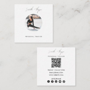 Moderne, minimalistische handtekeningen, foto-QR-c Vierkante Visitekaartje