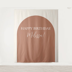 Moderne minimalistische Happy Birthday foto achter Wandkleed