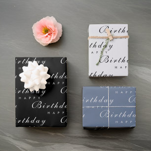 Moderne minimalistische Happy Birthday Script Inpakpapier Vel