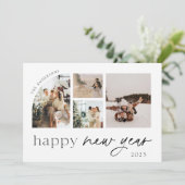 Moderne minimalistische Happy New Year Photo Holid Feestdagenkaart (Staand voorkant)