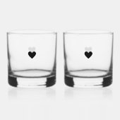 Moderne Minimalistische Hart Zwart Custom Valentij Whisky Glas (Voorkant)