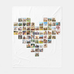 Moderne minimalistische hartvormige fotocollage fleece deken