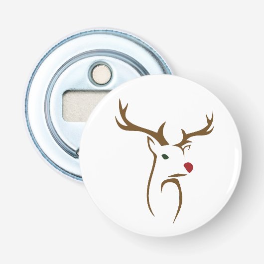 Moderne minimalistische hertenlijn kunst Kerstmis Button Flesopener (Voorkant)