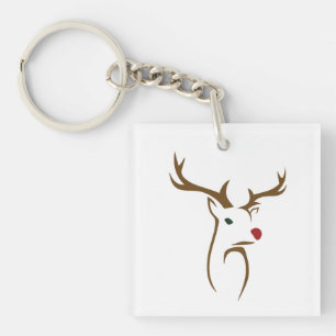Moderne minimalistische hertenlijn kunst Kerstmis Sleutelhanger