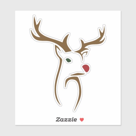 Moderne minimalistische hertenlijn kunst Kerstmis Sticker (Vel)