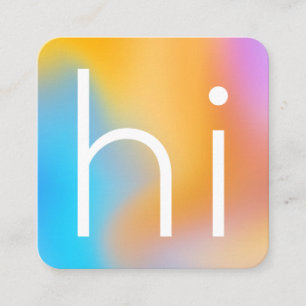 Moderne, minimalistische "hi" kleurrijke ombre gra vierkante visitekaartje