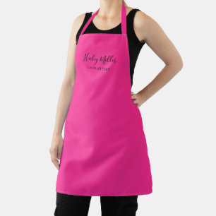 Moderne minimalistische Hot Pink gepersonaliseerd Schort