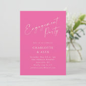 Moderne minimalistische Hot Pink Script Engagement Kaart (Staand voorkant)