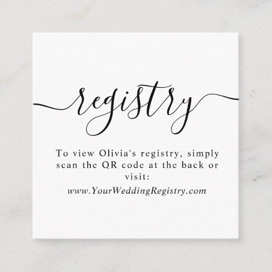 Moderne minimalistische Huwelijk QR Code Registry Informatiekaartje (Voorkant)