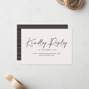 Moderne Minimalistische Huwelijks-RSVP met Stripe Notitiekaartje