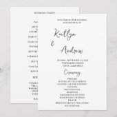 Moderne minimalistische huwelijksceremonie, handge programma (Voorkant / Achterkant)