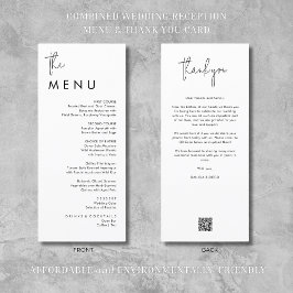 Moderne minimalistische huwelijksreceptie dank u & menu