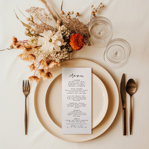 Moderne minimalistische huwelijksreceptie Menu
