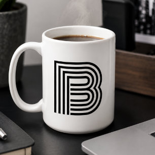 Moderne Minimalistische Initiaal Letter Zwart Koffiemok