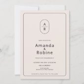 Moderne minimalistische Initialen bruiloft uitnodi Kaart (Voorkant)