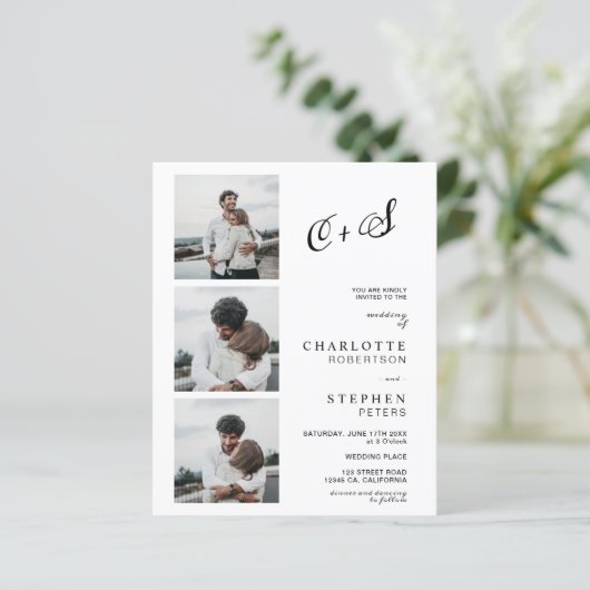 Moderne, minimalistische initialen fotobudgetbruil (Staand voorkant)