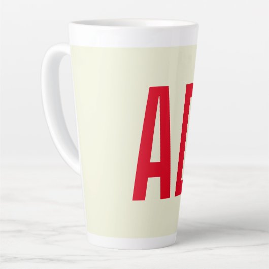 Moderne minimalistische Initialen Rood Monogram Be Latte Mok (Linkerhoek)