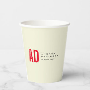 Moderne minimalistische Initialen Rood Monogram Be Papieren Bekers