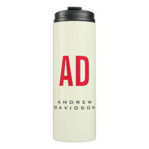 Moderne minimalistische Initialen Rood Monogram Be Thermosbeker