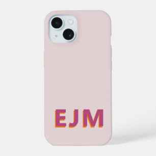 Moderne Minimalistische Initiële Monogram Roze iPhone 15 Hoesje