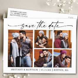 Moderne minimalistische inkt Script 5 foto opslaan Briefkaart