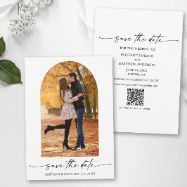 Moderne minimalistische inkt Script Photo Arch QR- Save The Date