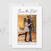 Moderne minimalistische inktpenscript QR-code foto Save The Date (Voorkant)