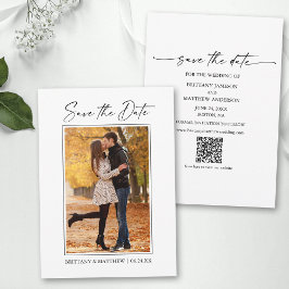 Moderne minimalistische inktpenscript QR-code foto Save The Date