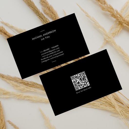 Moderne minimalistische Inline QR-code zwart-wit Visitekaartje