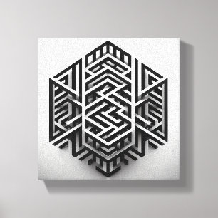 Moderne Minimalistische Isometrische Doolhof - Abs Canvas Afdruk