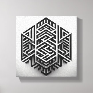 Moderne Minimalistische Isometrische Doolhof - Abs Canvas Afdruk