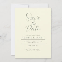 Moderne minimalistische ivoren bruiloft bewaar de kaart