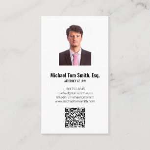 Moderne Minimalistische Jurist Foto & QR Code Vert Visitekaartje