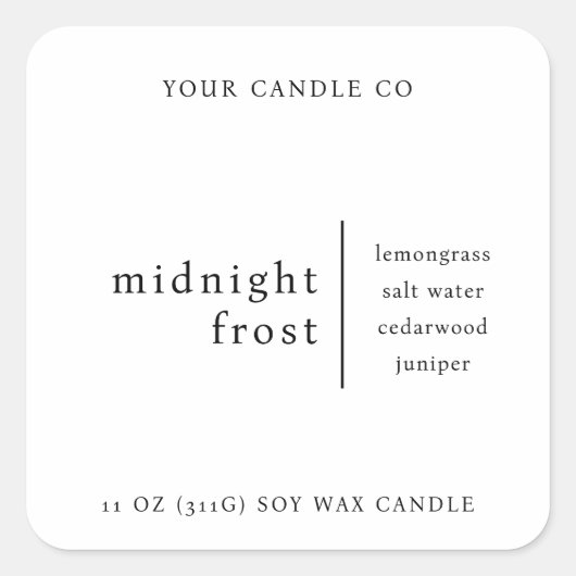 Moderne minimalistische kaars verpakking label wit (Voorkant)