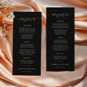 Moderne minimalistische kalligrafie Black Wedding Menu