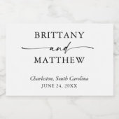 Moderne minimalistische kalligrafie bruiloft Mini Sparkling Wijnetiket (Enkel label)