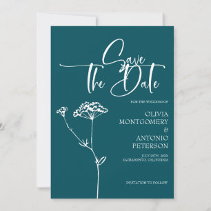 Moderne minimalistische kalligrafie Diepe Blauwgro Save The Date