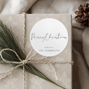 Moderne Minimalistische Kalligrafie Kerst Ronde Sticker