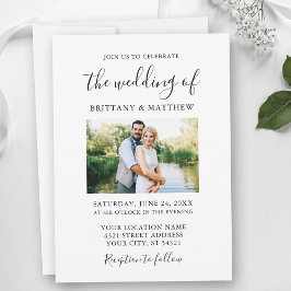 Moderne minimalistische kalligrafie paar foto brui kaart