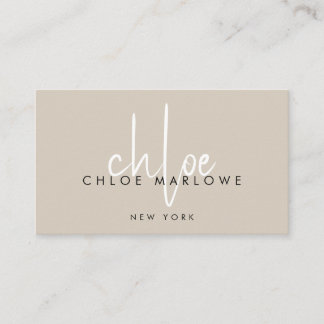 Moderne Minimalistische Kapsalon Script Beige Visitekaartje